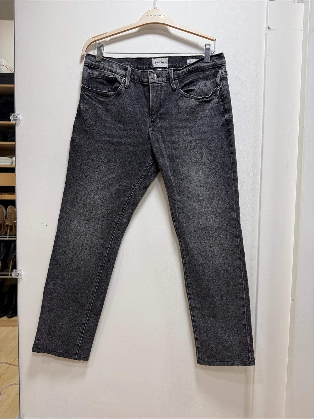 Frame Denim Men's Black Straight Jeans
